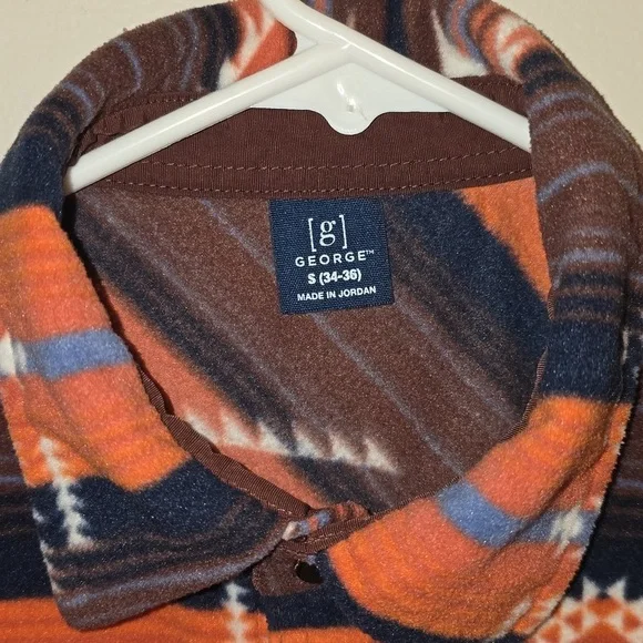 George Orange and Brown Plaid Aztec Western Shirt LOT O - Picture 2 of 6